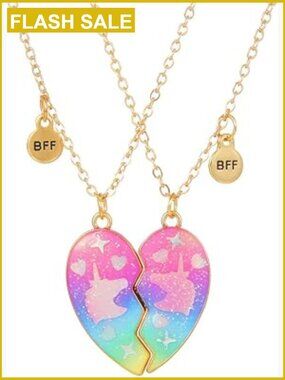 Kids Friendship Necklace Set BFF Unicorn Mermaid Magnetic Gifts for 2 Girls